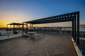 Sunset views from the rooftop deck